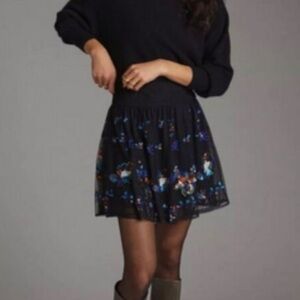 NWT Anthropologie Floral Black Skirt